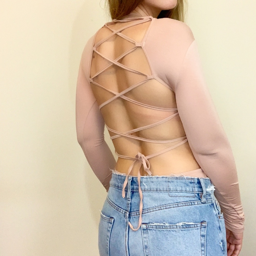 'Eliza' Long Sleeve Criss Cross Back Bodysuit